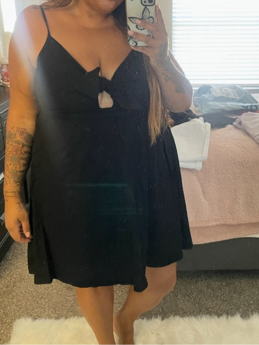 Old Navy Black Tie-Front Spaghetti Strap Mini Dress